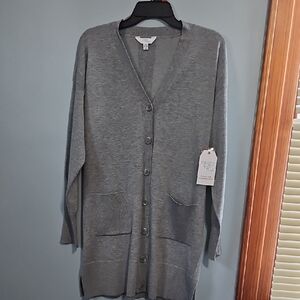 Time and Tru Gray Women's Cardigan Sweater